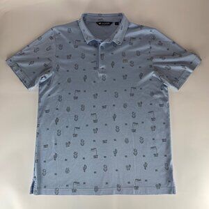 Travis Mathew Golf Blue Arizona Print Polo Shirt Mens Large